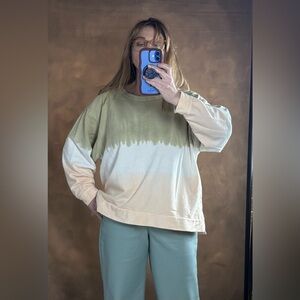 Sew In Love Sage and Cream Dip-Dye Pullover